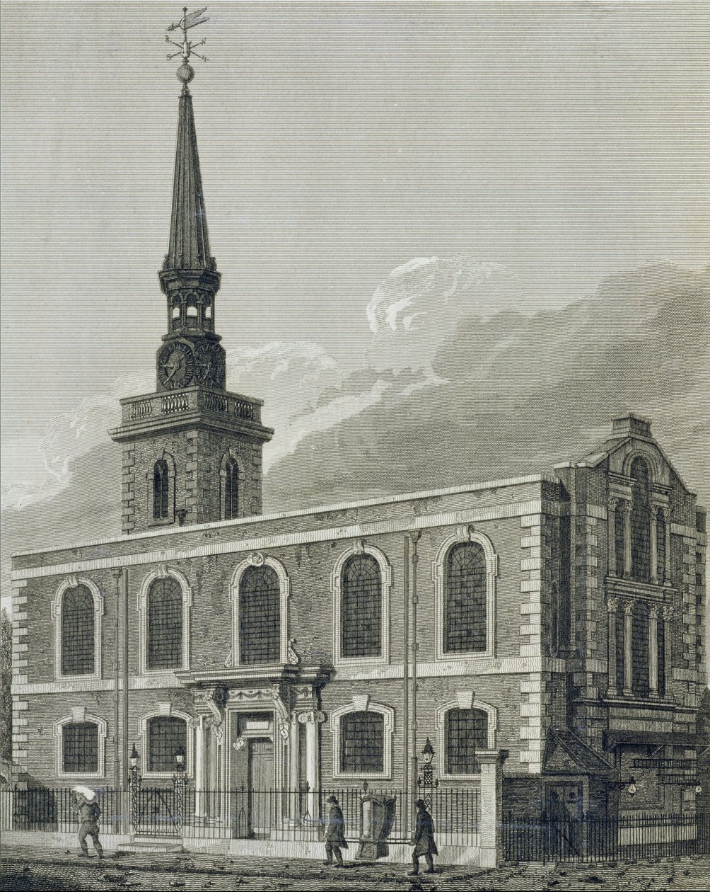 St. James, Westminster, J. Skelton metszet a „Londoni egyházi építészet” számára, 1814 alkotó: John Coney