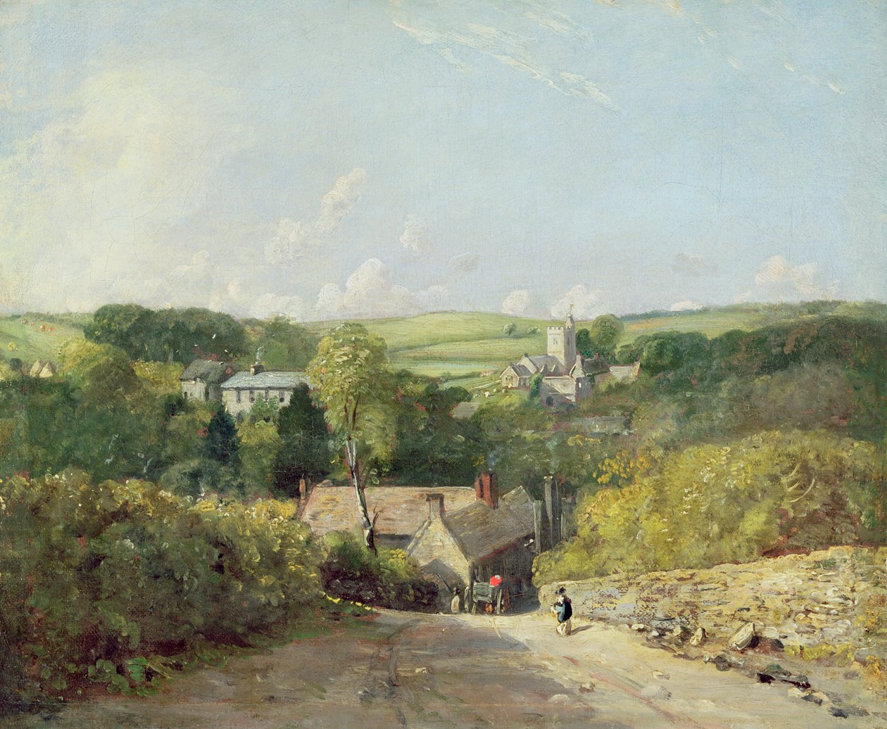 Osmington falu kilátása a templommal és a paplakással, 1816 alkotó: John Constable