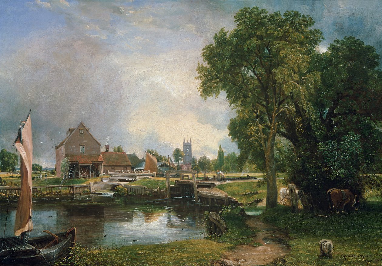 Dedham Lock and Mill, 1820 alkotó: John Constable