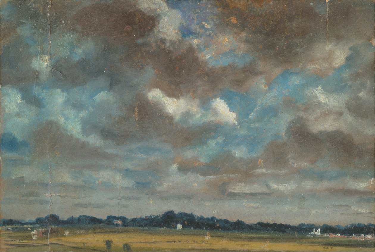 Széles táj szürke felhőkkel alkotó: John Constable