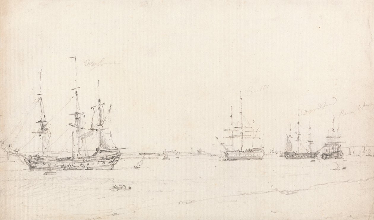 Négy kelet -indiai a horgonyban alkotó: John Constable