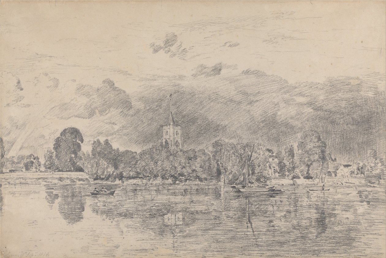 Fulham templom a folyó túloldalán alkotó: John Constable