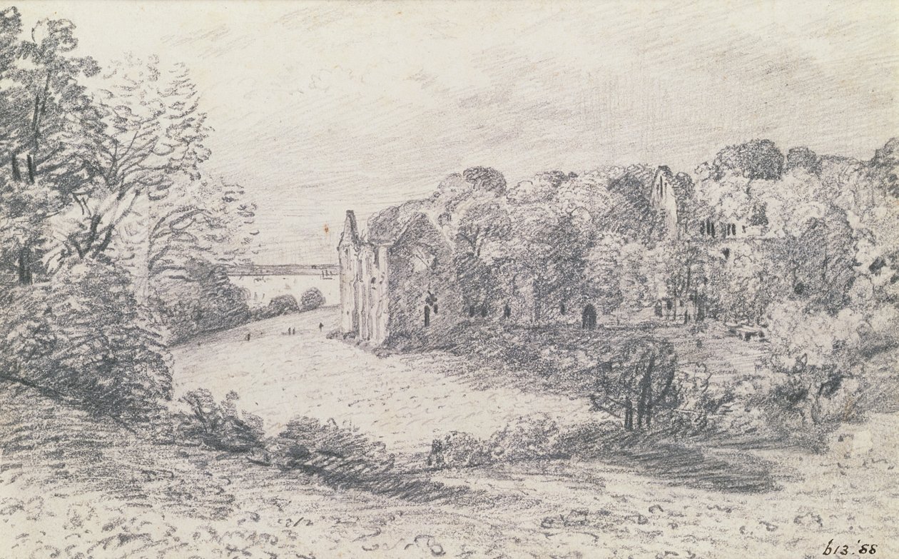 Netley Abbey, 1888 (rajz) alkotó: John Constable