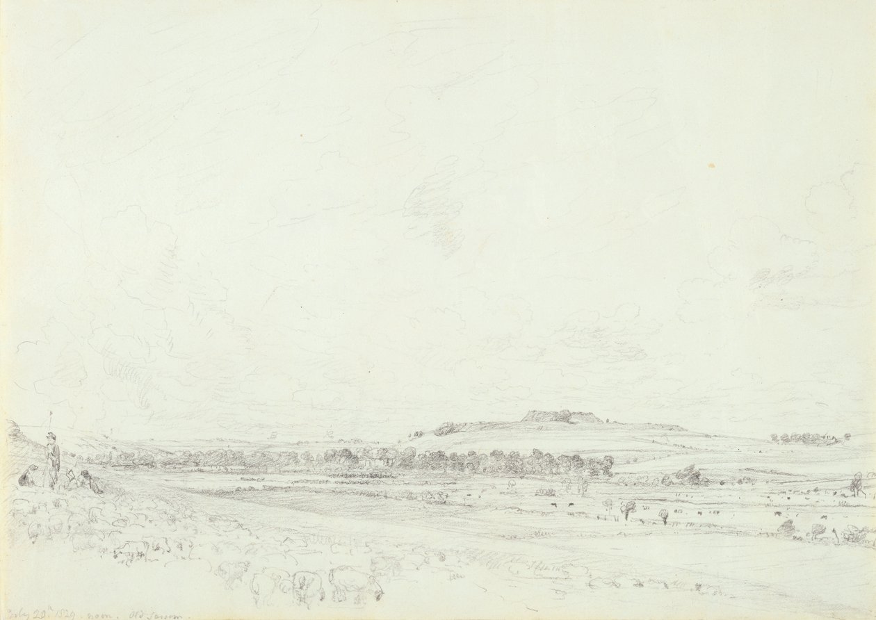 Old Sarum délben, 1829 (grafit szőtt papíron) alkotó: John Constable