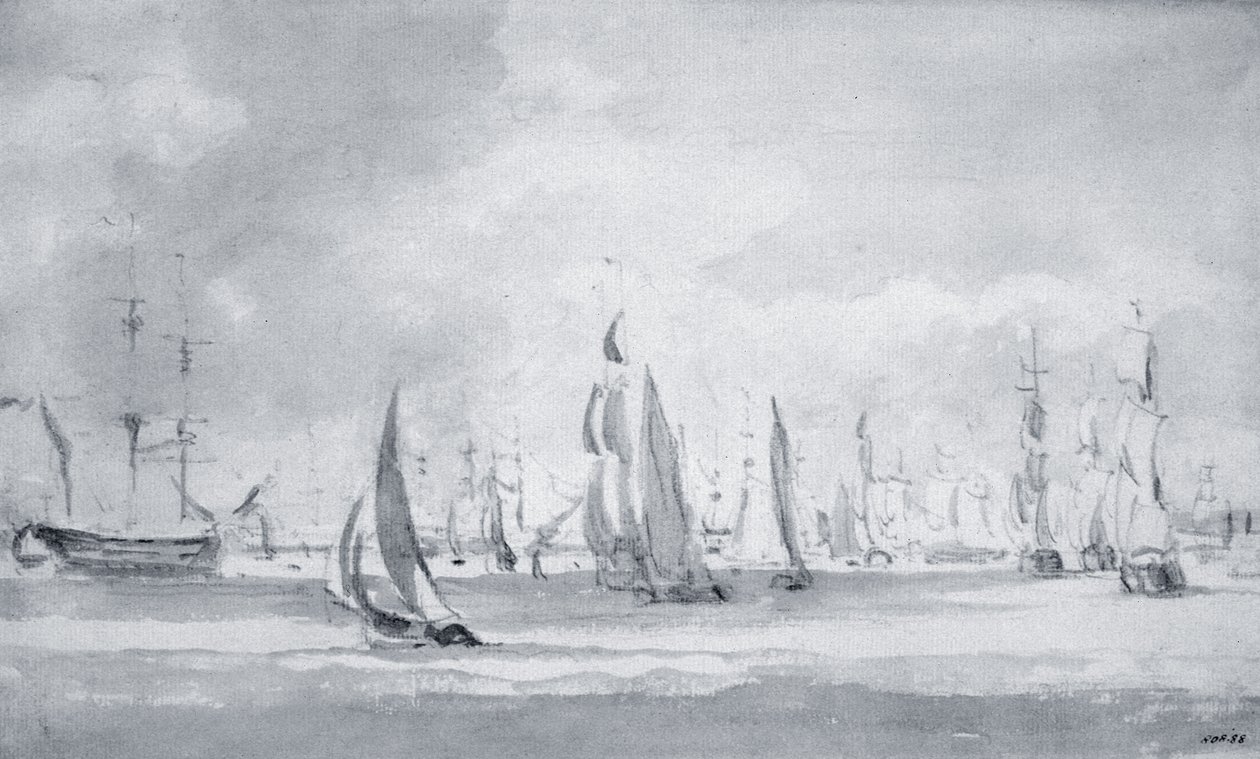 Szállítás a Temzében (grafit papíron) alkotó: John Constable