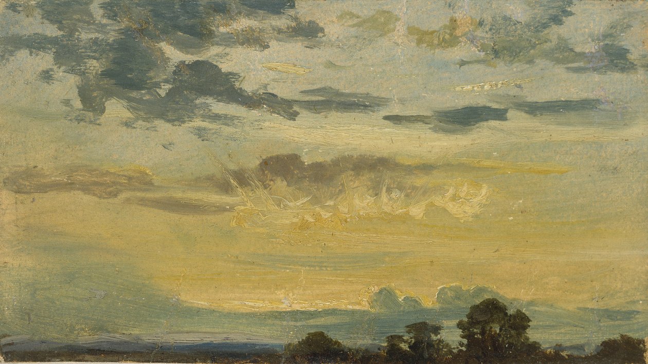 Nyári naplemente (olaj, papír) alkotó: John Constable