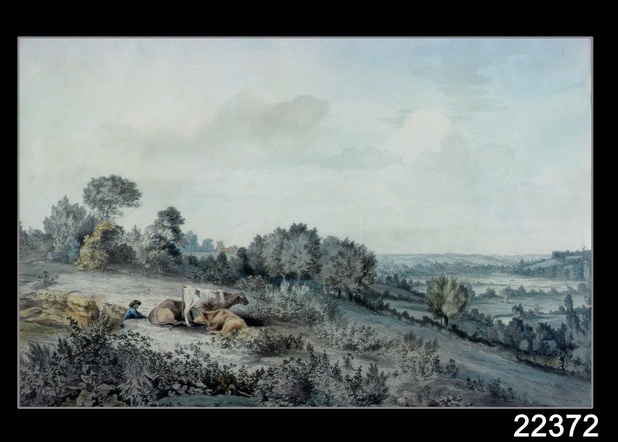 A Stour völgye, East Bergholt felé nézve, 1880 (ceruza, toll, tinta és akvarell papíron) alkotó: John Constable