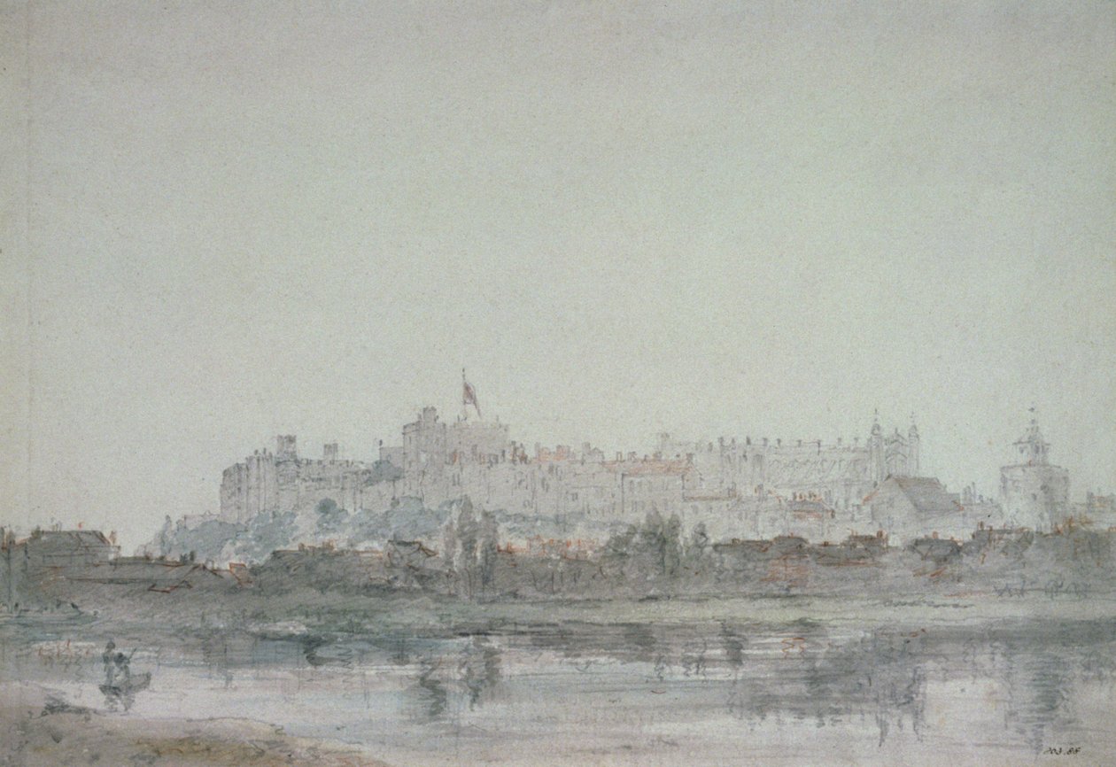 Windsori kastély a folyó felől, 19. század (rajz) alkotó: John Constable