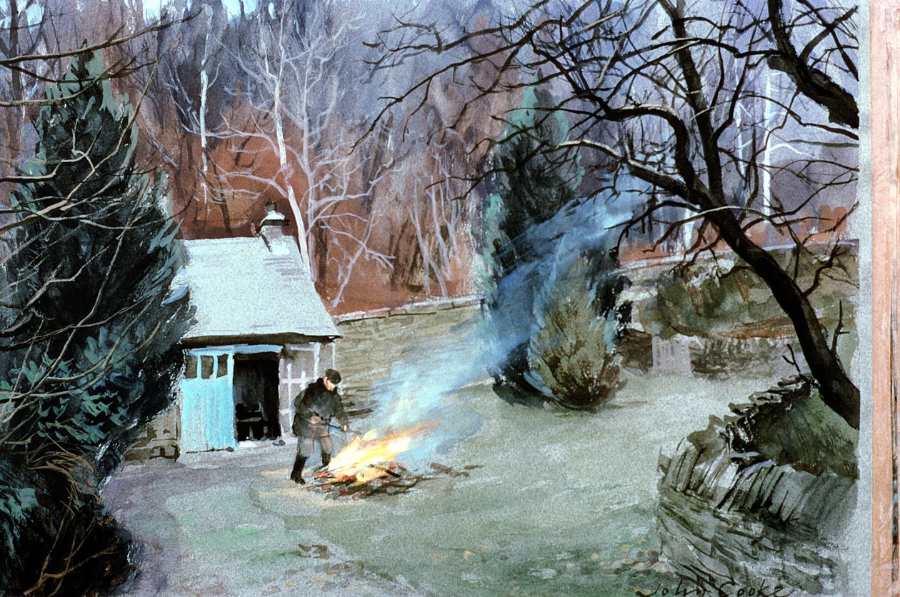 Lakeland Bonfire, 1996 (gouache) alkotó: John Cooke