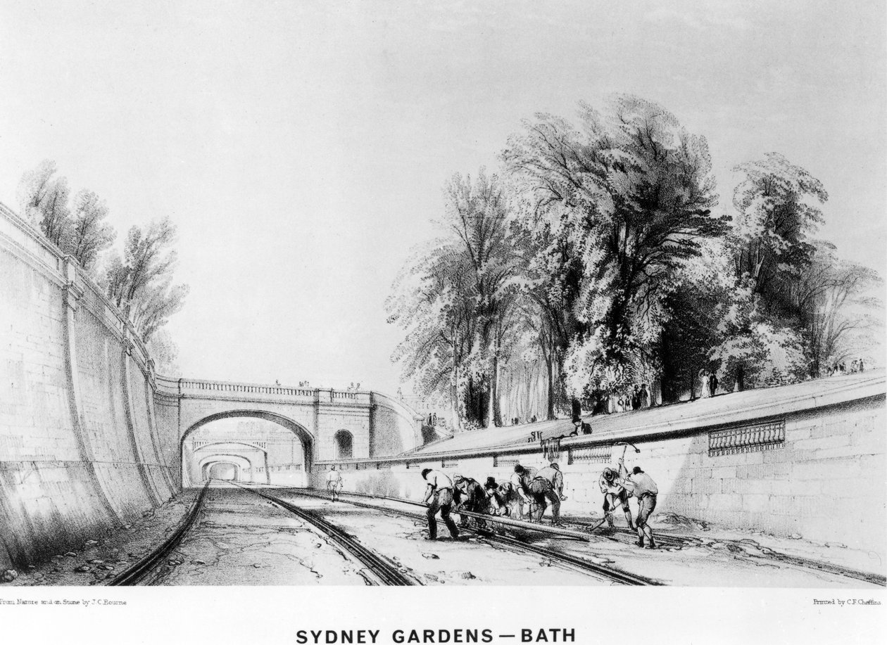 Sydney Gardens, Bath, nyomtatta C. F. Cheffins, 1843 alkotó: John Cooke Bourne