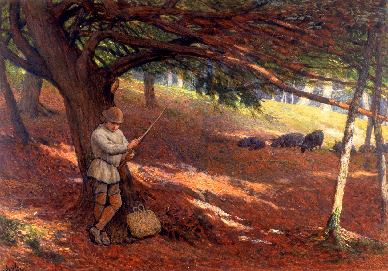 A disznópásztor (testszín papíron (táblára ragasztva)) alkotó: John Dawson Watson