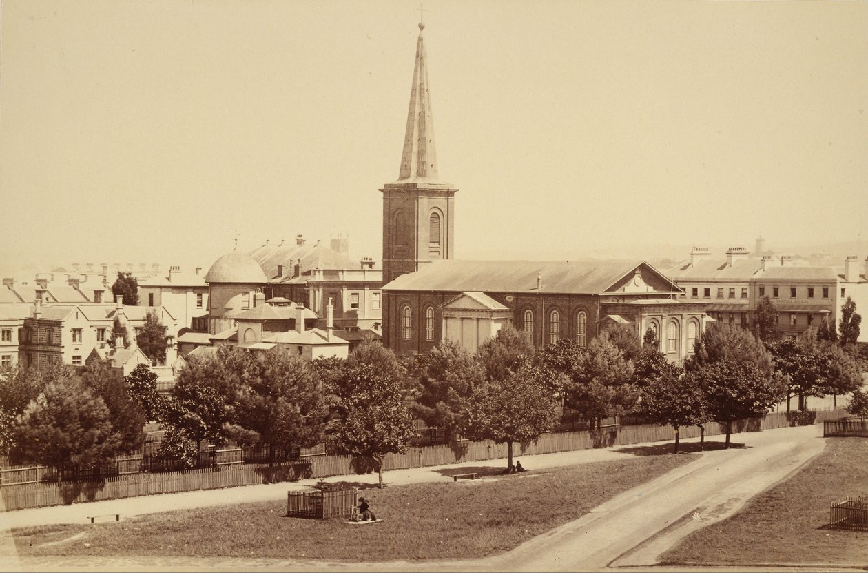Szent Jakab -templom, a Hyde Park -ból, Sydney, Sydney és a környező vidék fényképei. Hírek... alkotó: John Degotardi