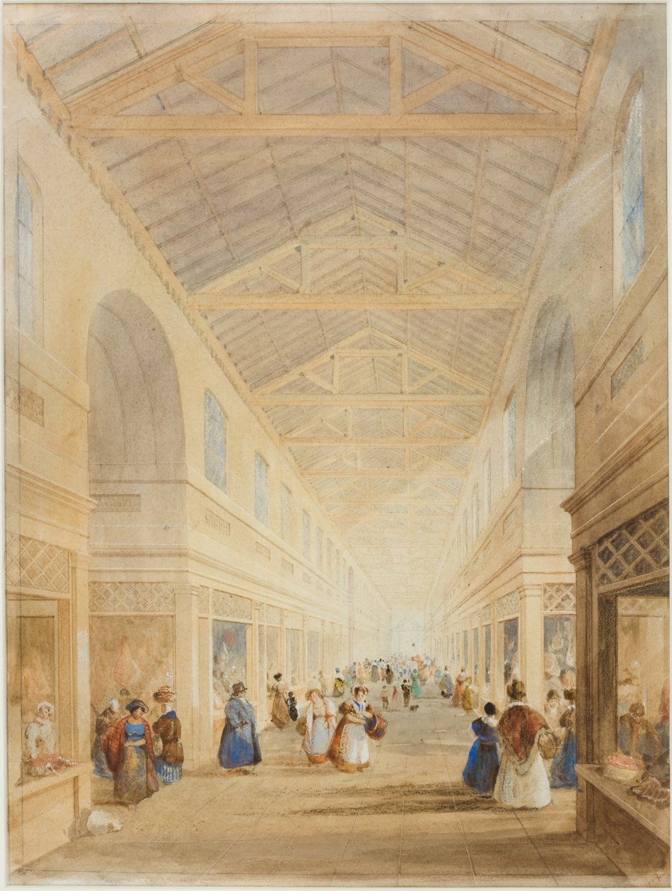 The Butcher Market, Newcastle upon Tyne (bc, tinta és wc, papír) alkotó: John Dobson