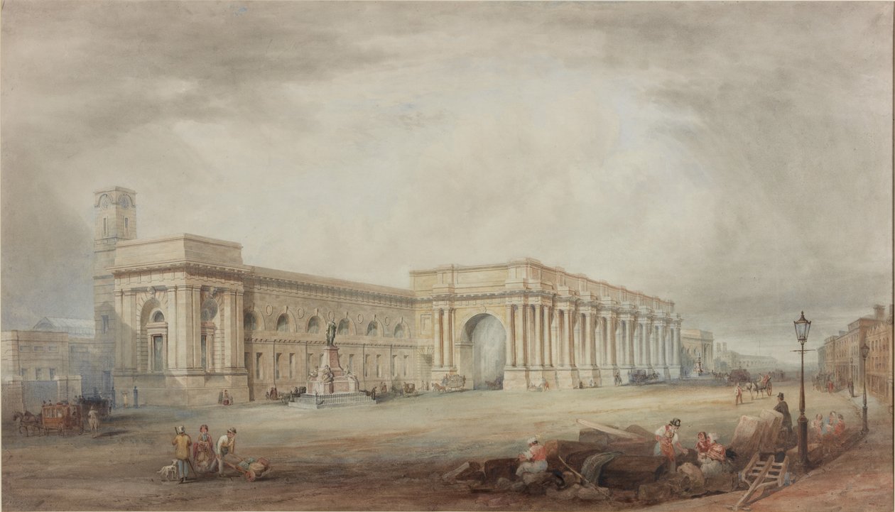 The Central Station, Newcastle upon Tyne (Altered Design) (bc, ceruza és wc, papír) alkotó: John Dobson