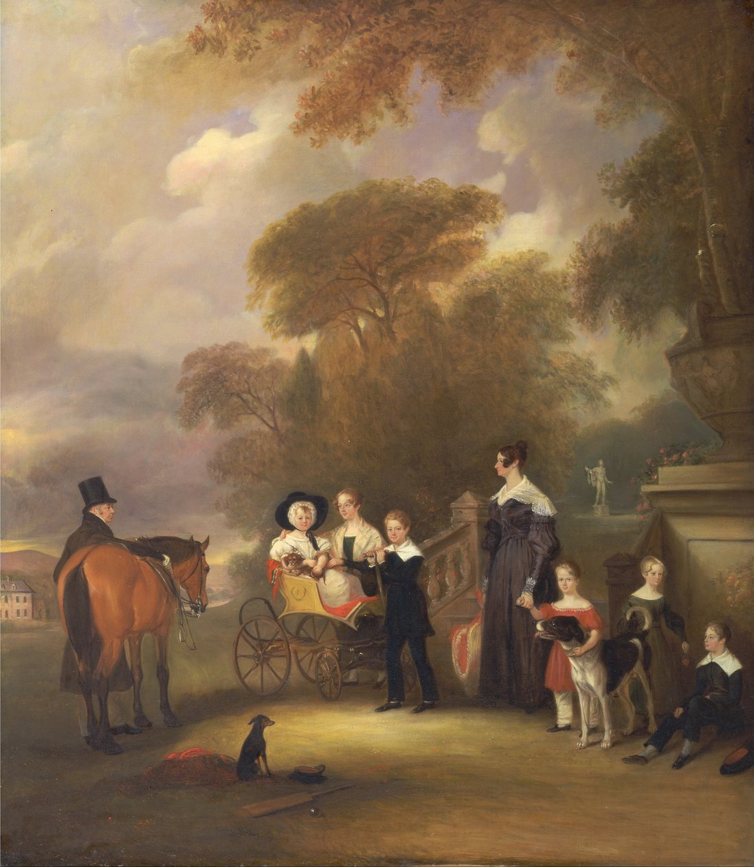 A tiszteletes és Mrs. Henry Palmer hat kisebb gyermekükkel a Withcote Hallban, Oakham közelében, Leices -ben ... alkotó: John E. Ferneley