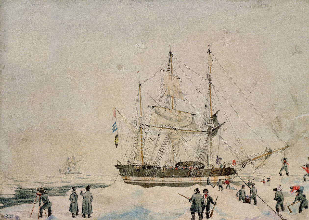 Walking in the Pack, Ross Expedition, 1842 alkotó: John Edward Davis
