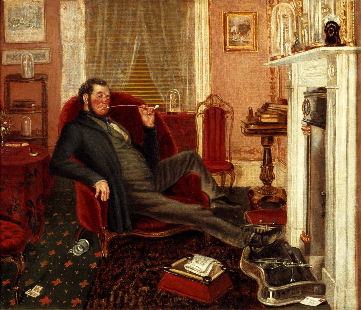 Egy szalonban dohányzó férfi, 1862 alkotó: John Edward Soden