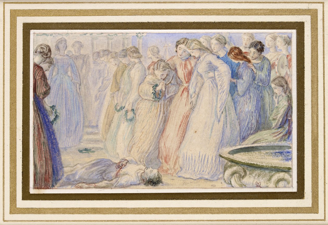 Iphis és Anaxarete (akvarell tollal és tintával) alkotó: John Everett Millais
