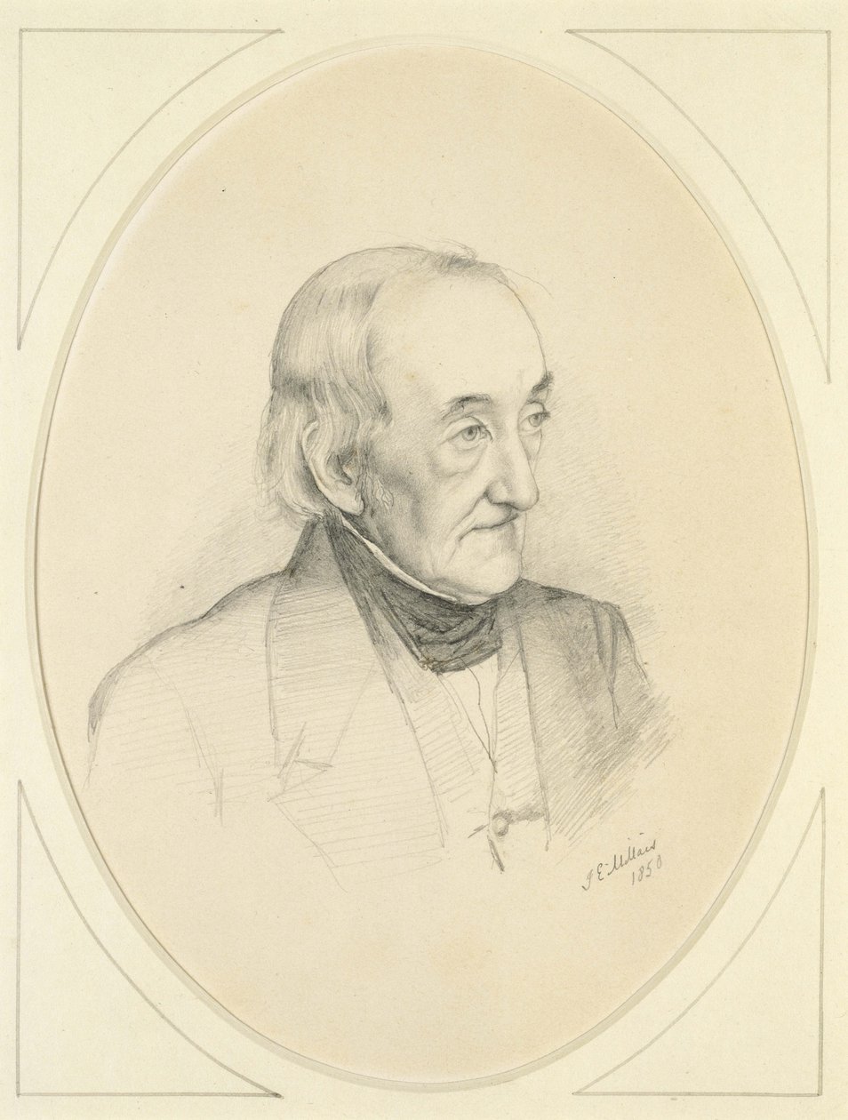 William Bennett portréja, 1850 (ceruza, törtfehér papírra) alkotó: John Everett Millais