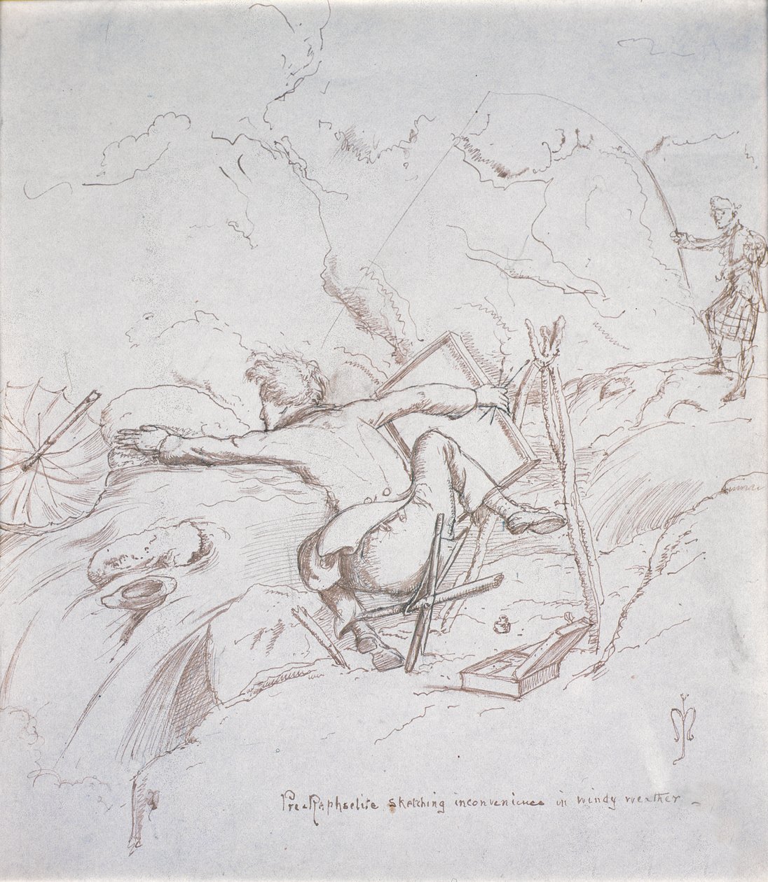 Preraffaelita vázlatkészítési kényelmetlenség szeles időben alkotó: John Everett Millais