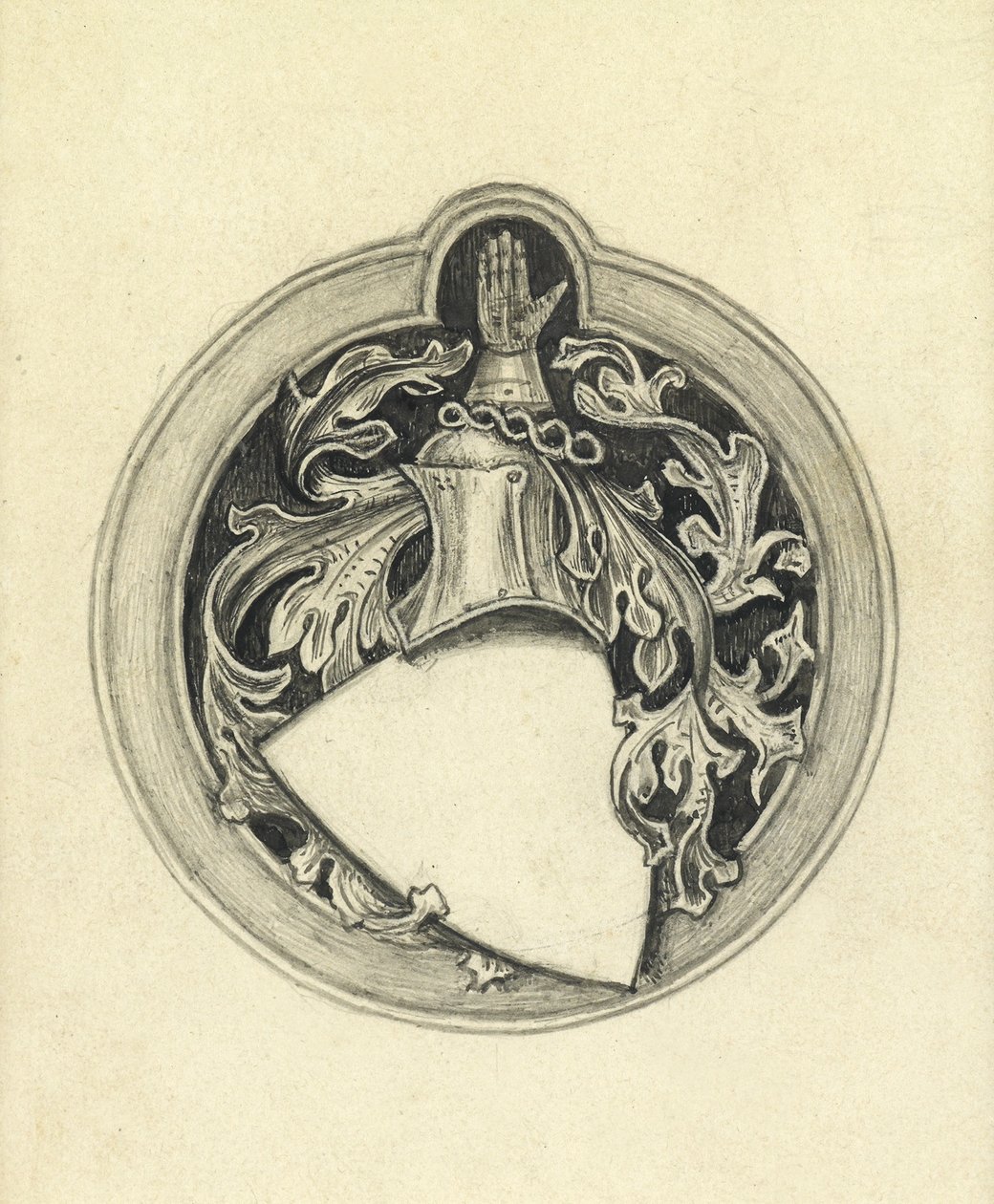 Vázlat a Millais-címerhez (ceruza, toll és tinta papíron) alkotó: John Everett Millais