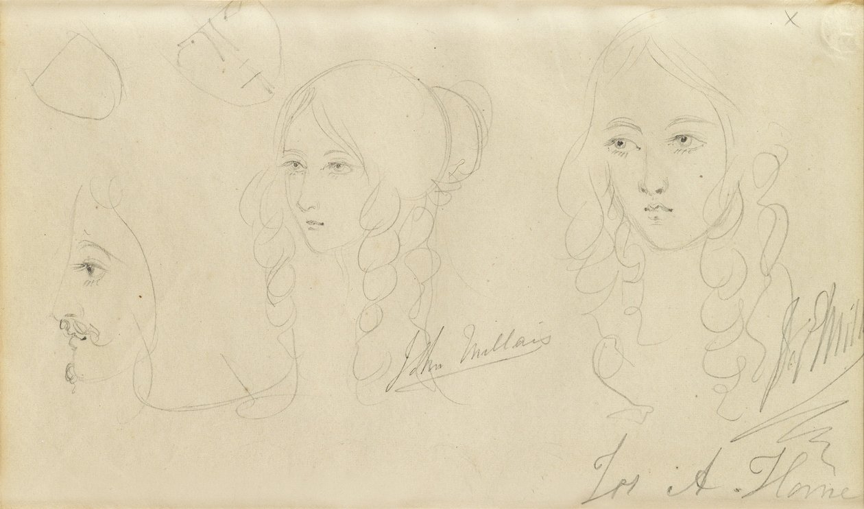 Vázlatok egy lány fejéről alkotó: John Everett Millais