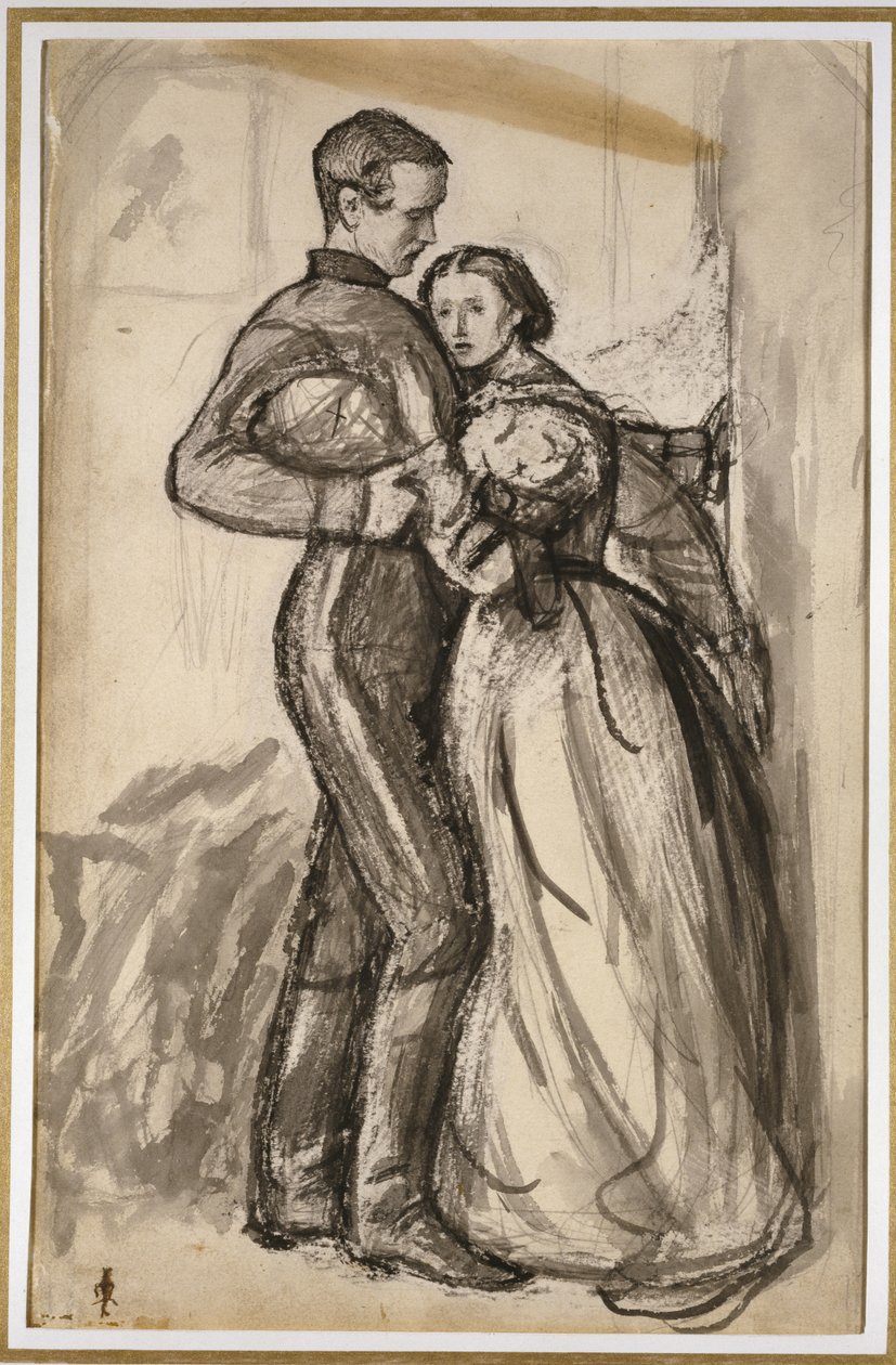 Tanulmány a „The Black Brunswicker”-hez, 1859 (fekete-szürke akvarell grafiton halvány krémszínű papíron) alkotó: John Everett Millais