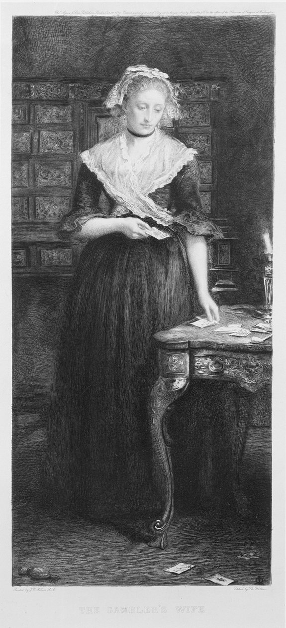 A szerencsejátékos felesége, vésette: Charles A. Waltner (1846-1925) kocsma. Thomas Agnew und Sons, 1879 alkotó: John Everett Millais