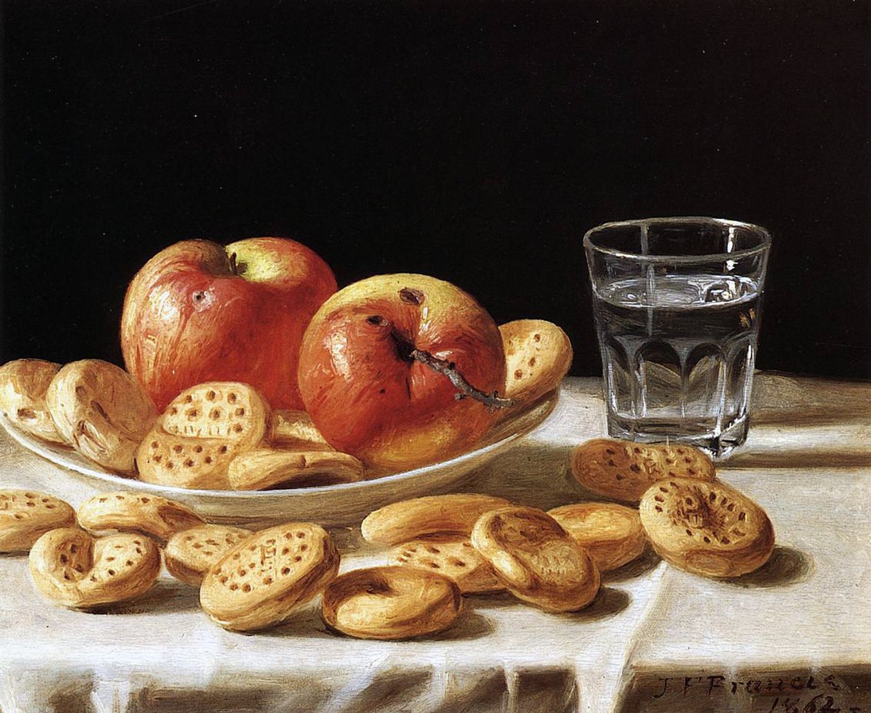 Csendélet almával és keksszel, 1862 alkotó: John F. Francis