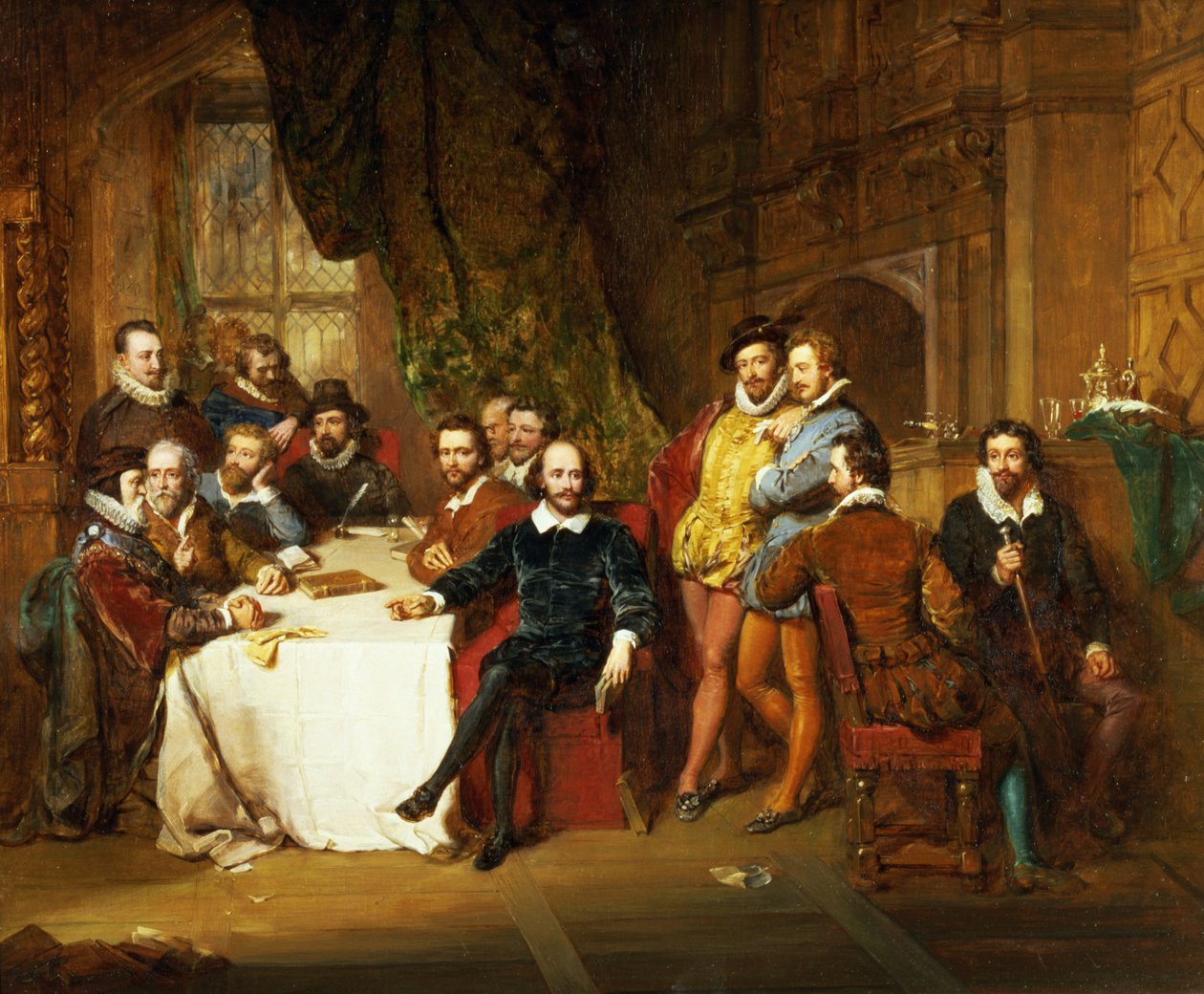 Shakespeare és barátai a Mermaid Tavernben, 1850 alkotó: John Faed