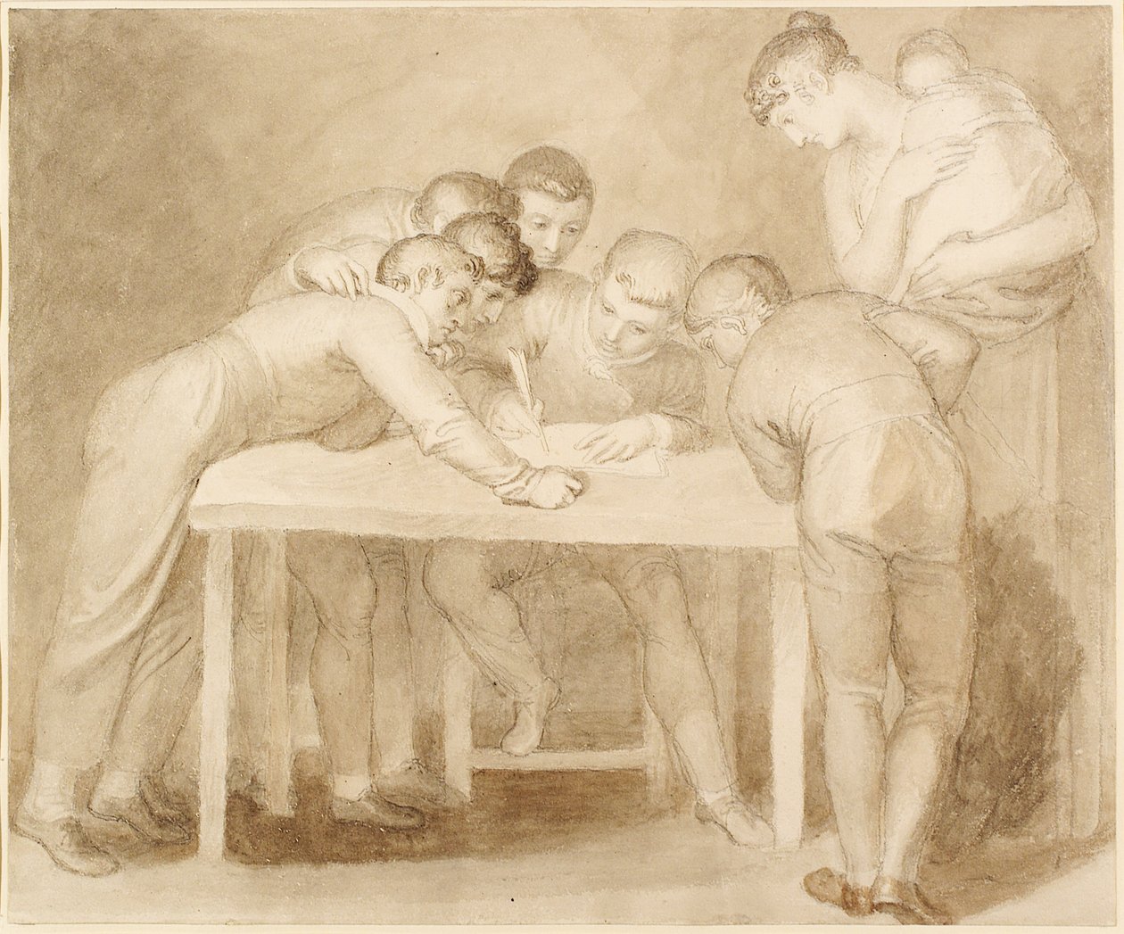 Egy háztartási csoport (toll, tinta, ceruza és mosás) alkotó: John Flaxman