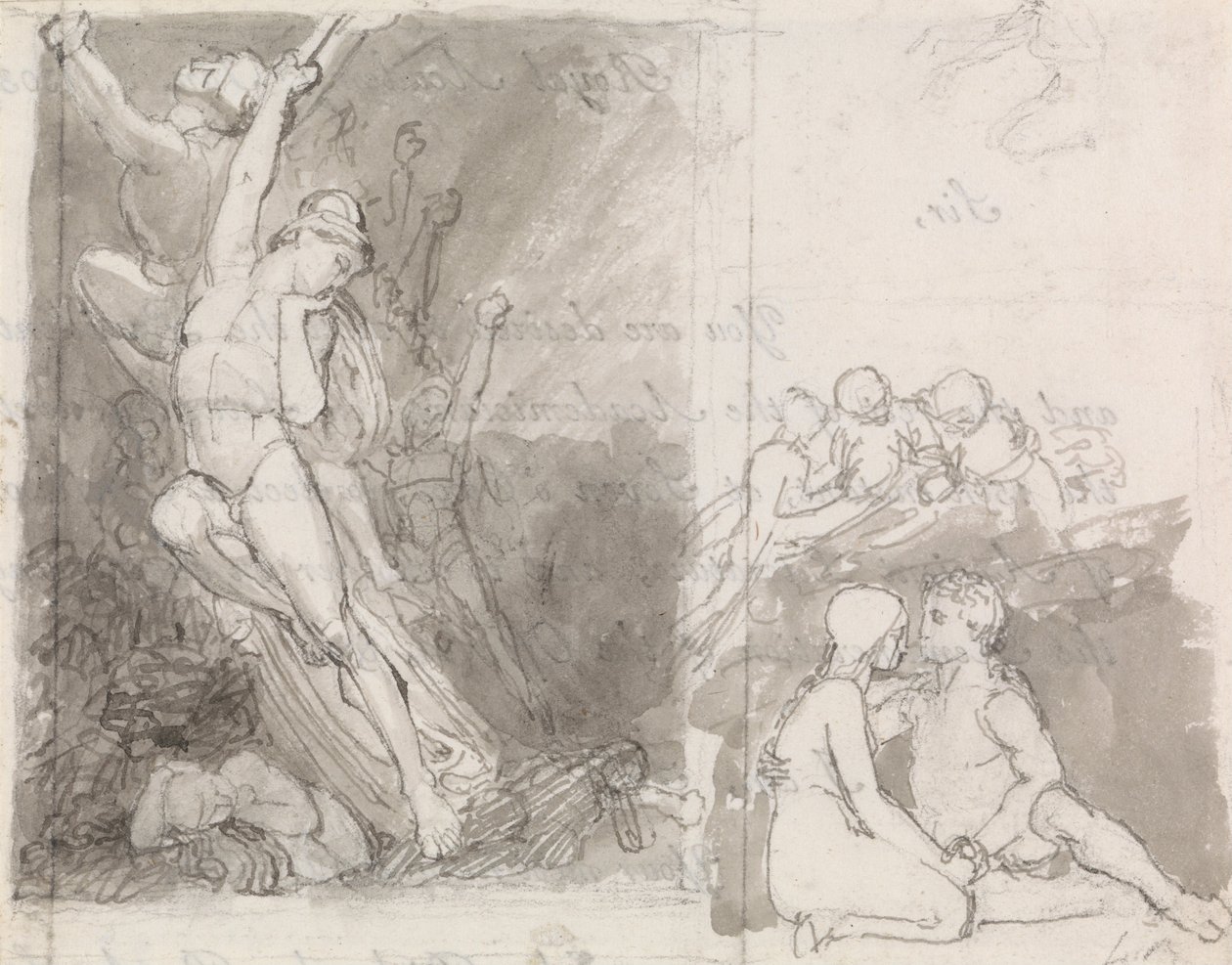 Illustration to Miltons Paradise Lost- Ádám és Éva, akiket az angyalok őriznek alkotó: John Flaxman