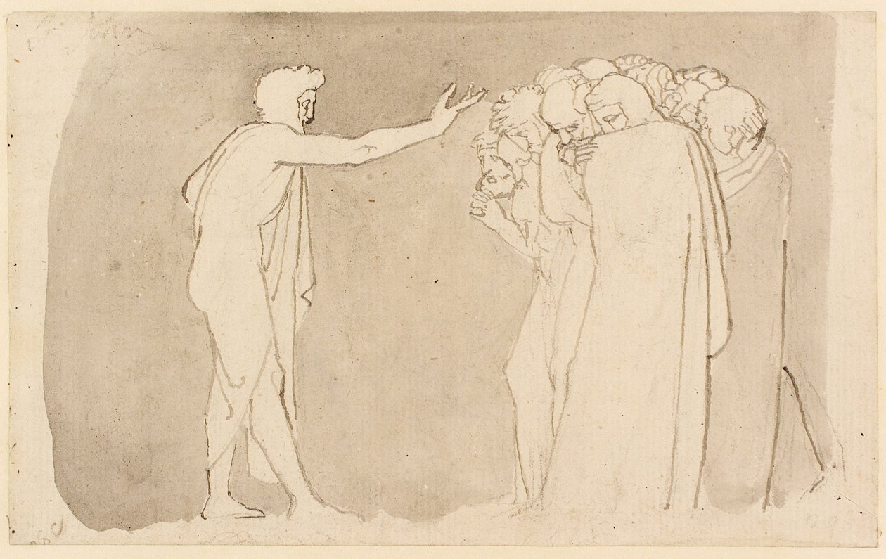 Keresztelő Szent János prédikál (ceruza, toll, tinta és tus) alkotó: John Flaxman