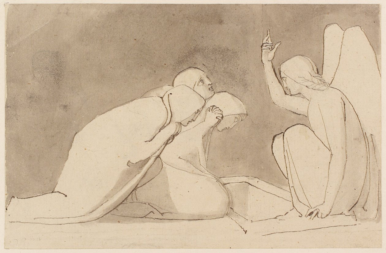 Három Mária a sírnál (ceruza, toll, tus és tusfesték) (lásd még 273962) alkotó: John Flaxman
