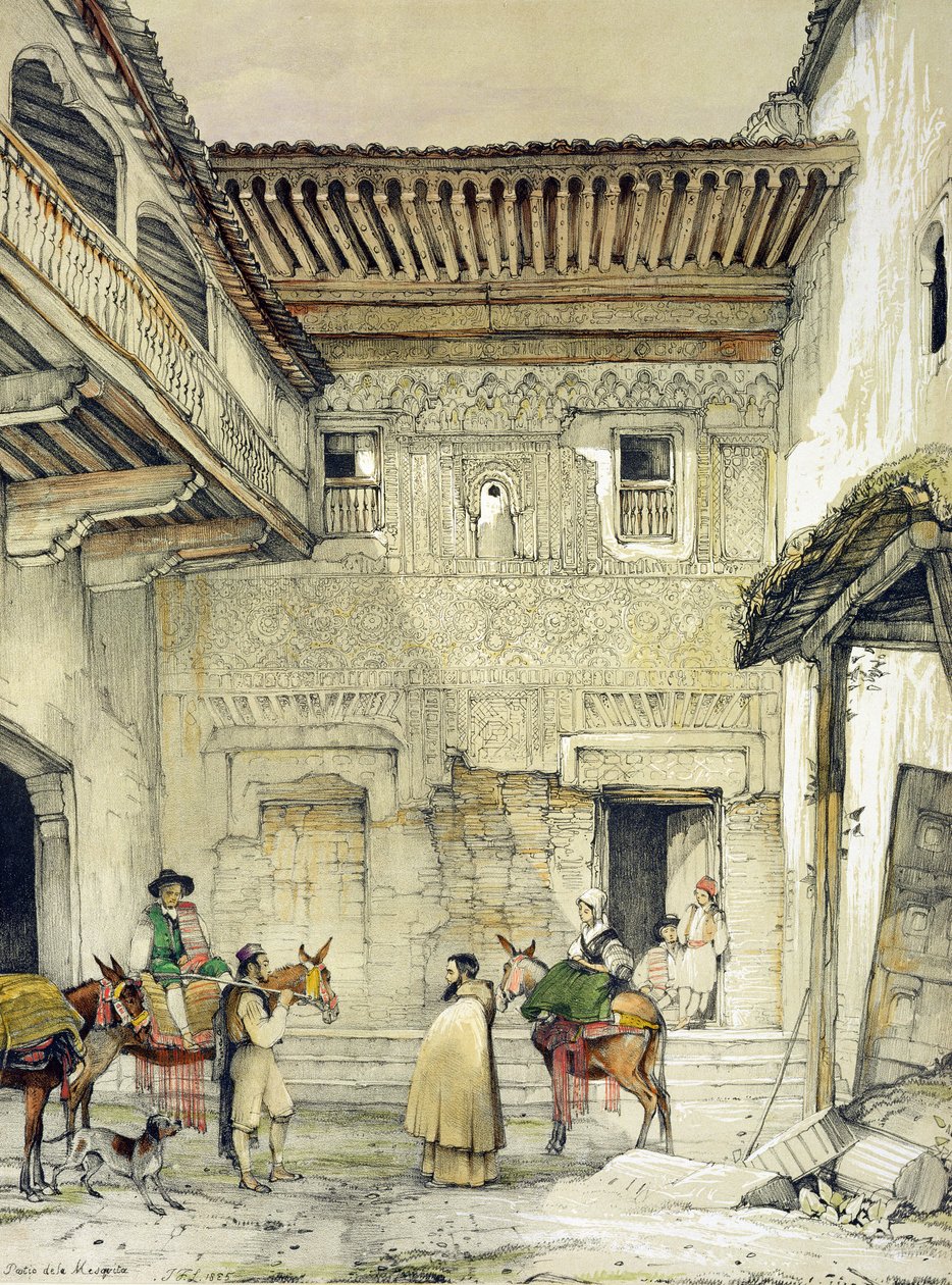 A mecset udvara (Patio de la Mesquita), az Alhambra vázlataiból és rajzaiból, 1835 alkotó: John Frederick Lewis