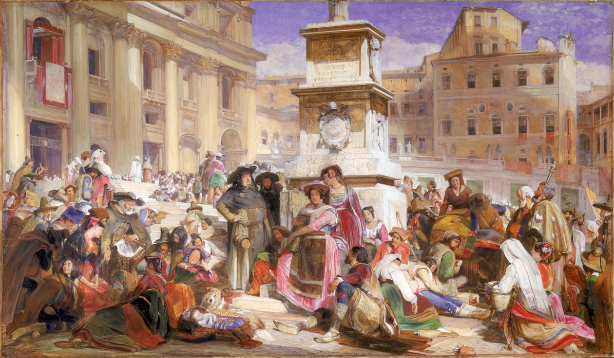 Húsvét Rómában (akvarell és testfesték, papír) alkotó: John Frederick Lewis