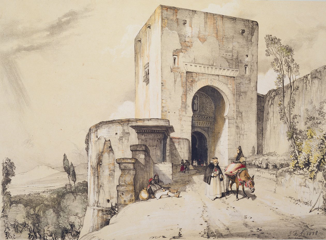 Az igazságosság kapuja (Puerta de Justitia), az Alhambra vázlataiból és rajzaiból, 1835 alkotó: John Frederick Lewis