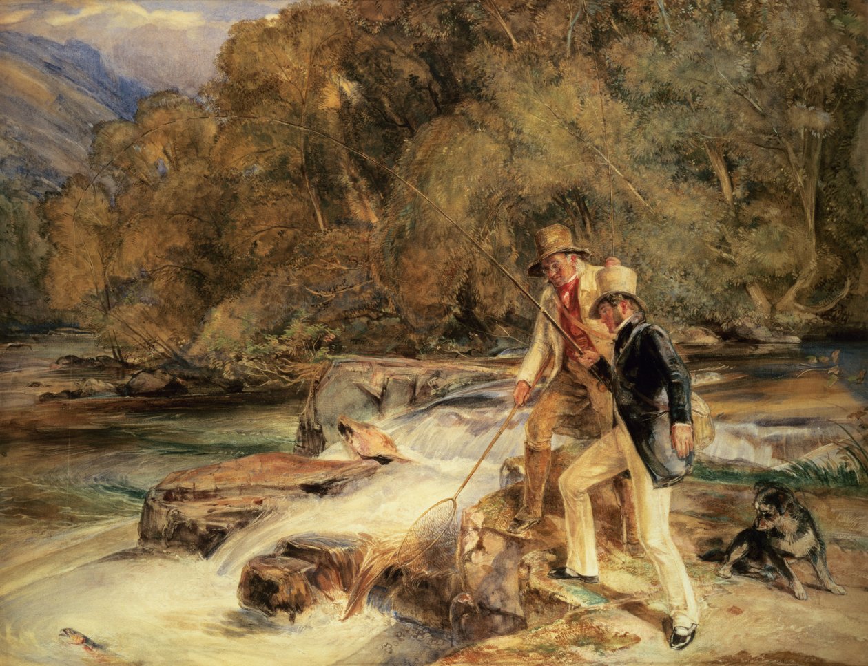 Landseer és Lewis Fishing alkotó: John Frederick Lewis