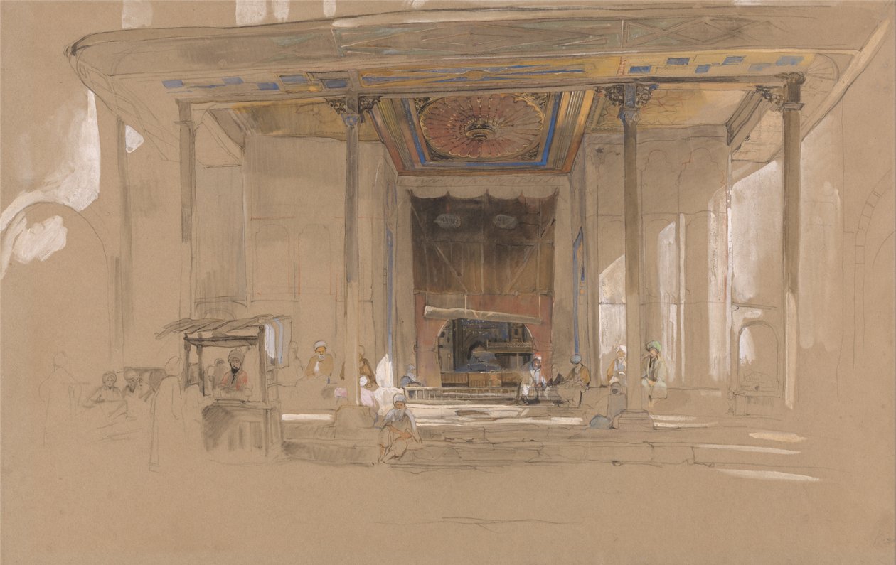 A Nagy Mecset főbejárata, (Ulu cami) Bursa, Törökország, alkotó: John Frederick Lewis