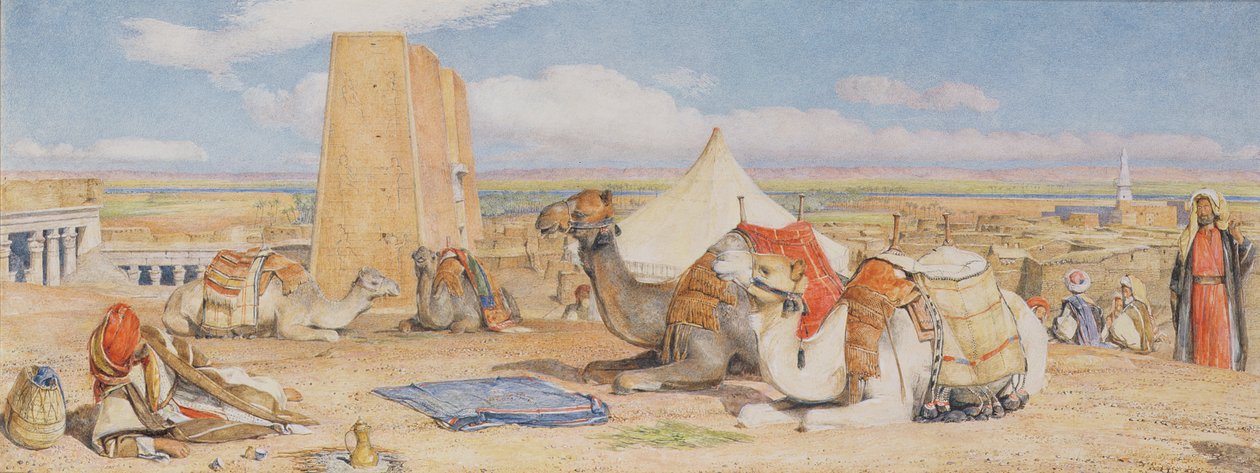A karaván - arab tábor Edfou-nál, 1861 körül (wc ceruzával, fehérrel kiemelve) alkotó: John Frederick Lewis