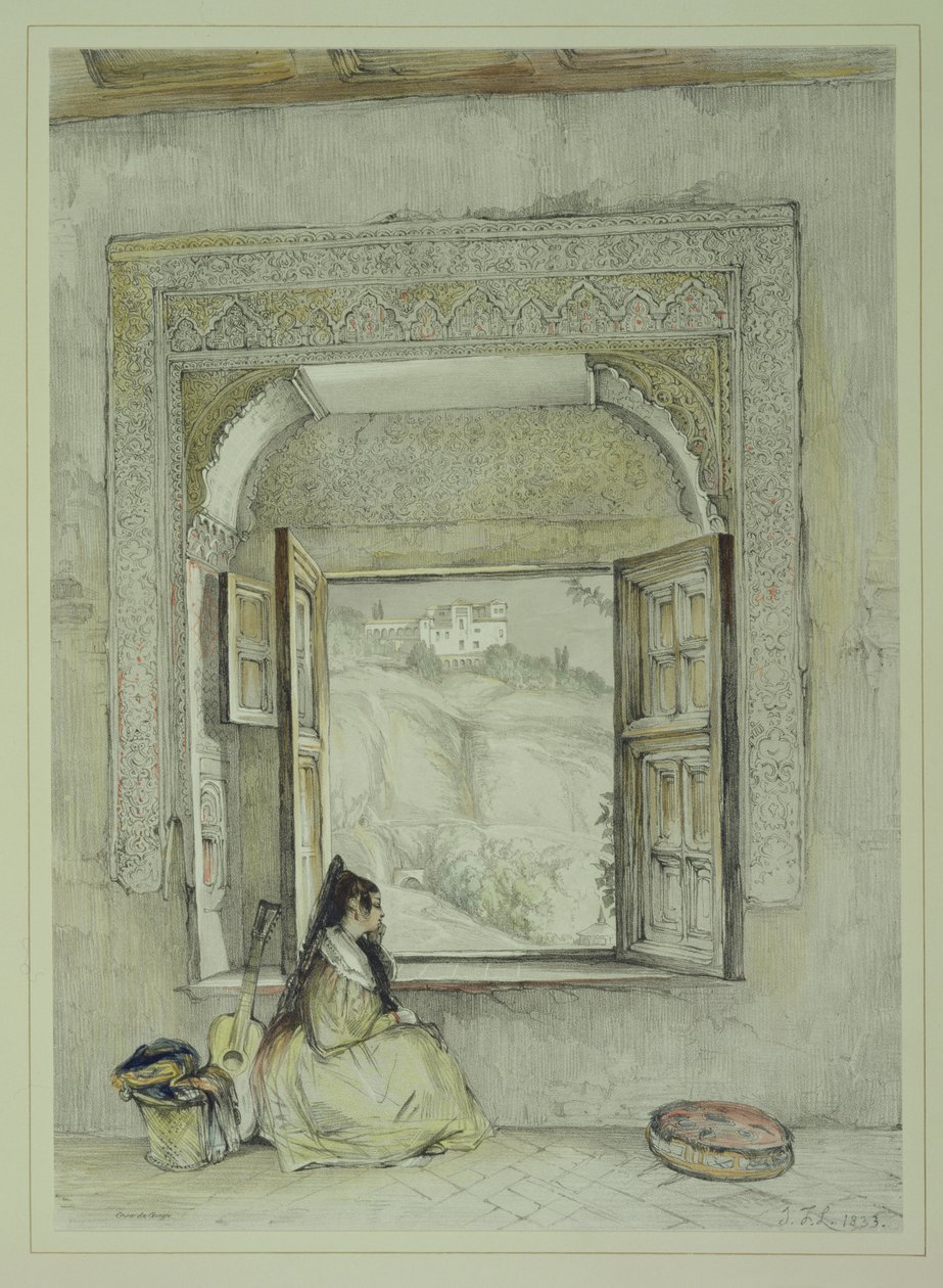 A Generalife palotája, a Casa de Chapi épületéből, az "Alhambra vázlatai és rajzai" című művéből, William Gauci (fl.1825-54), 1833. alkotó: John Frederick Lewis