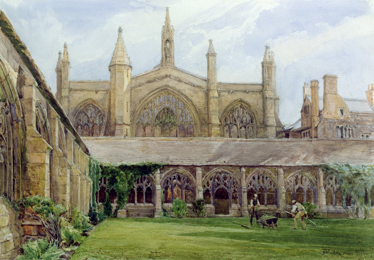 New College kolostor kerttel, 1887 (ceruza és WC papíron) alkotó: John Fulleylove