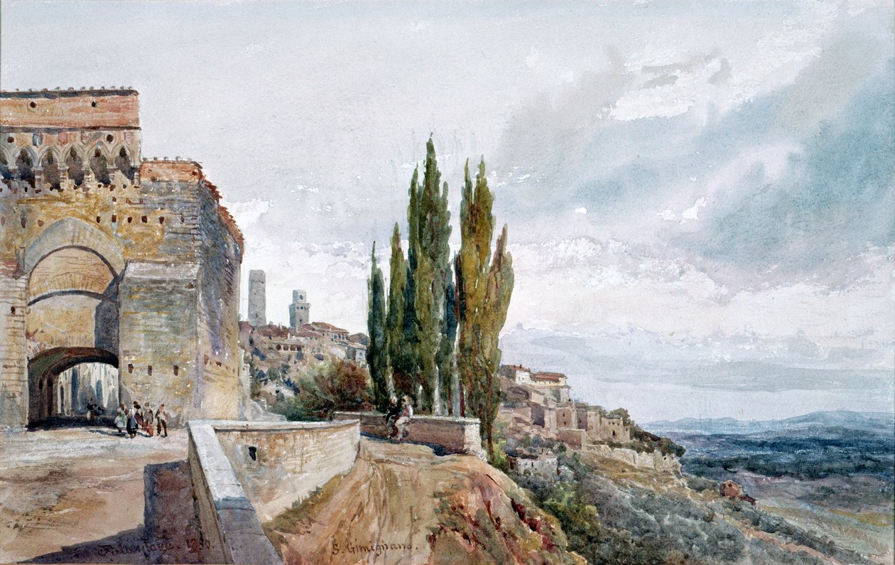 A római színház romjai San Gimignanóban, 19. század alkotó: John Fulleylove