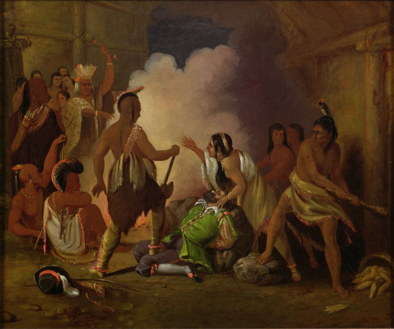 Pocahontas megmenti John Smith kapitány életét, 1836-40 körül alkotó: John Gadsby Chapman