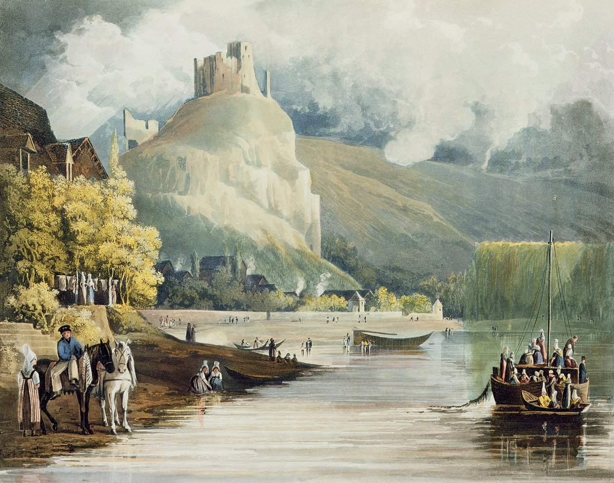 Andely, a Thomas Sutherland (sz.1785) által metszett "Szajna-parti kilátások"-ból, kiadta R. Ackermann (1764-1834) 1821-ben. alkotó: John Gendall