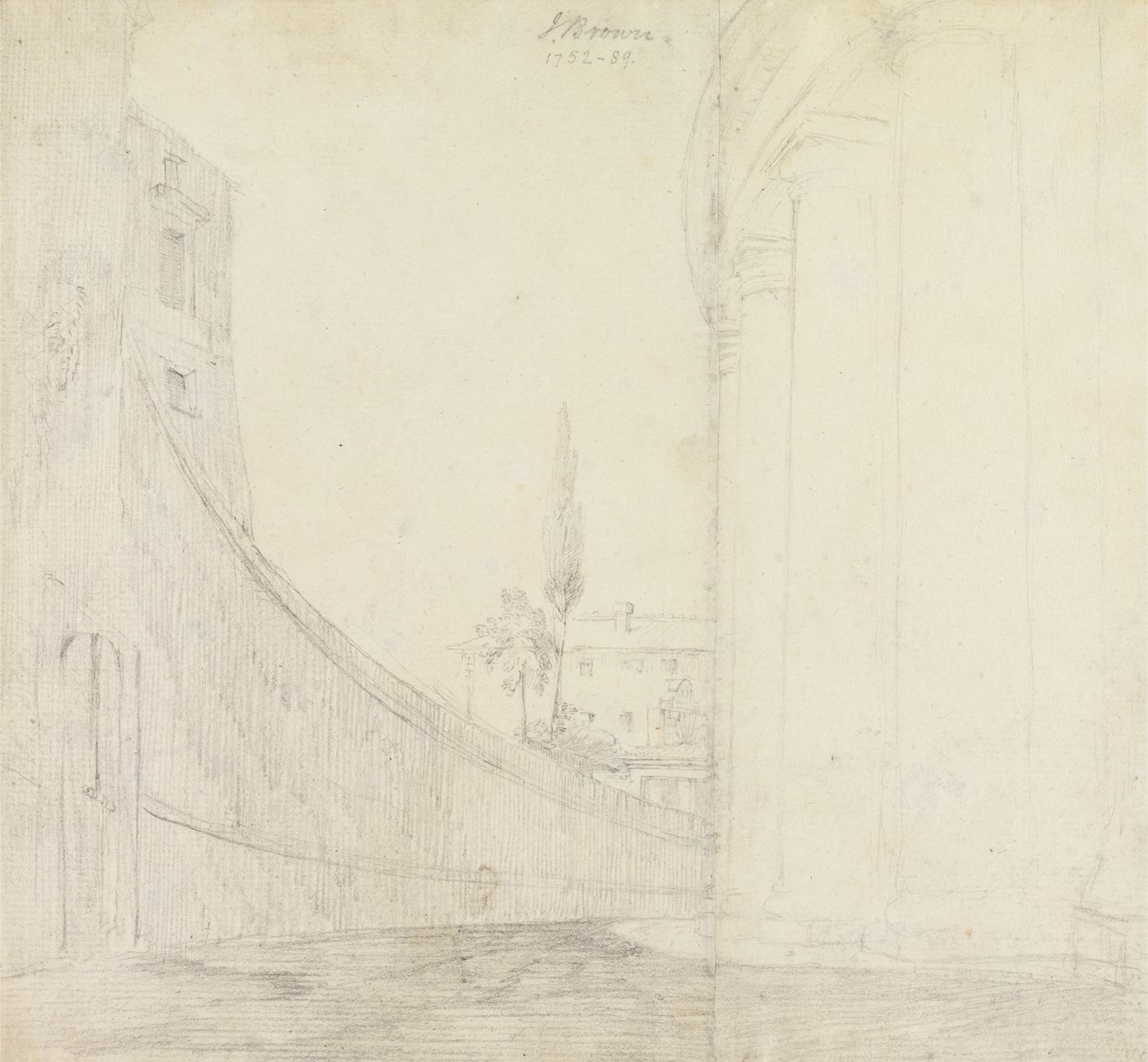 Kilátás az oszlopcsarnok mögül, Piazza San Pietro, Róma alkotó: John George Brown