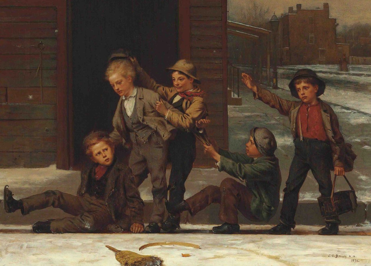 Téli sportok az ereszcsatornában alkotó: John George Brown