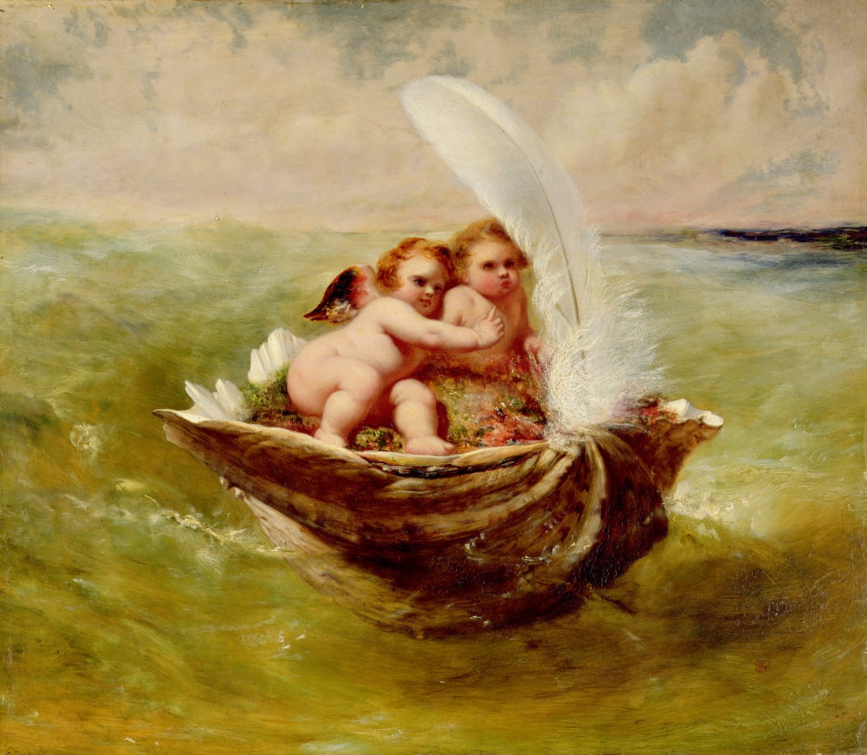 Cupidók kagylóban, 1855-59 körül alkotó: John George Naish
