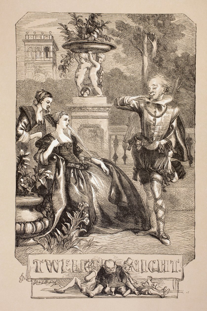 Illusztráció a tizenkettedik éjszakához, a „The Illustrated Library Shakespeare”-ből, 1890-ben Londonban alkotó: John Gilbert