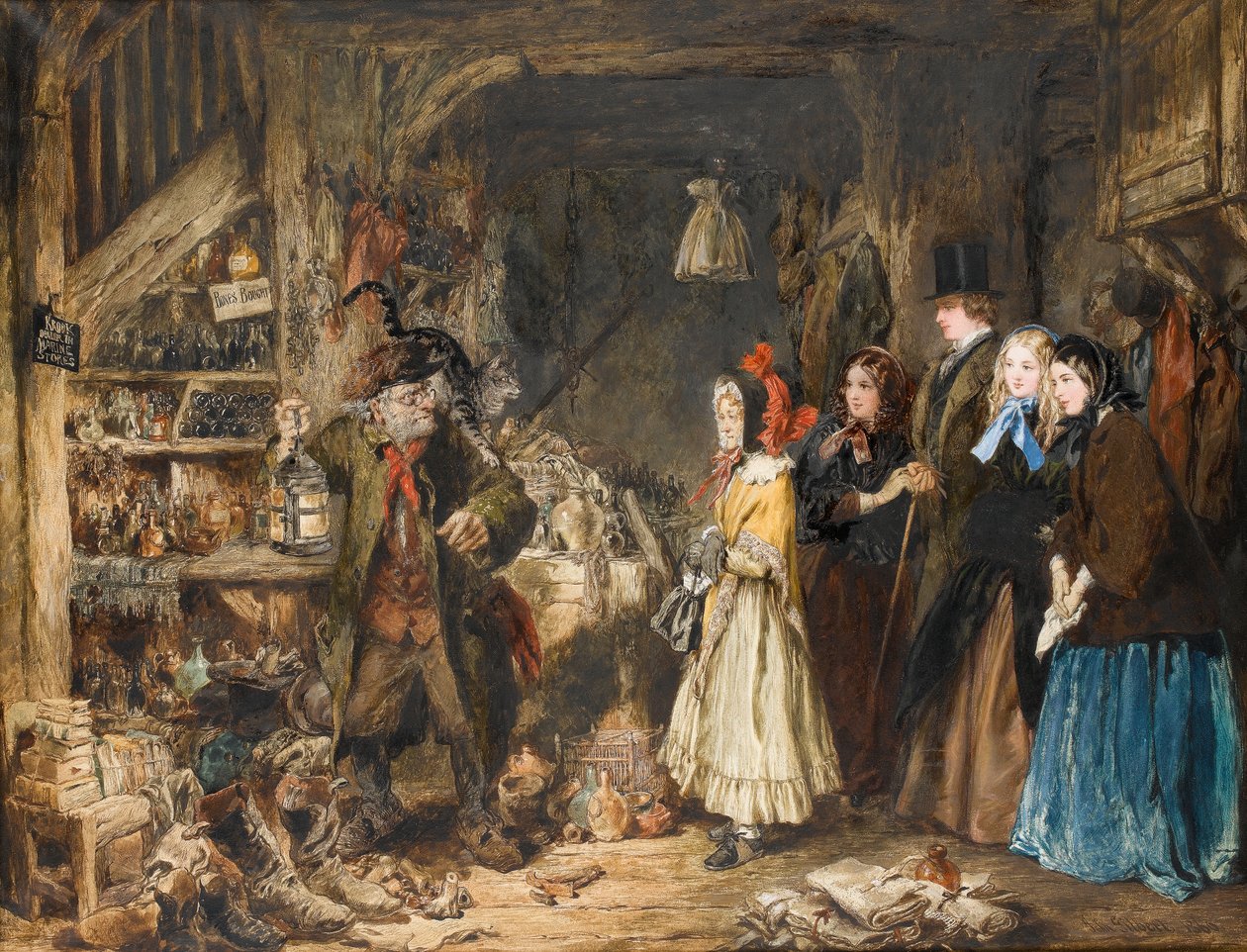 Miss Flite bemutatja a jarndyce-i Wards-t Krook-nak, a Lord Chancellor-nak, Charles Dickens Bleak House-jának jelenetében, 1860 körül (wc papíron) alkotó: John Gilbert